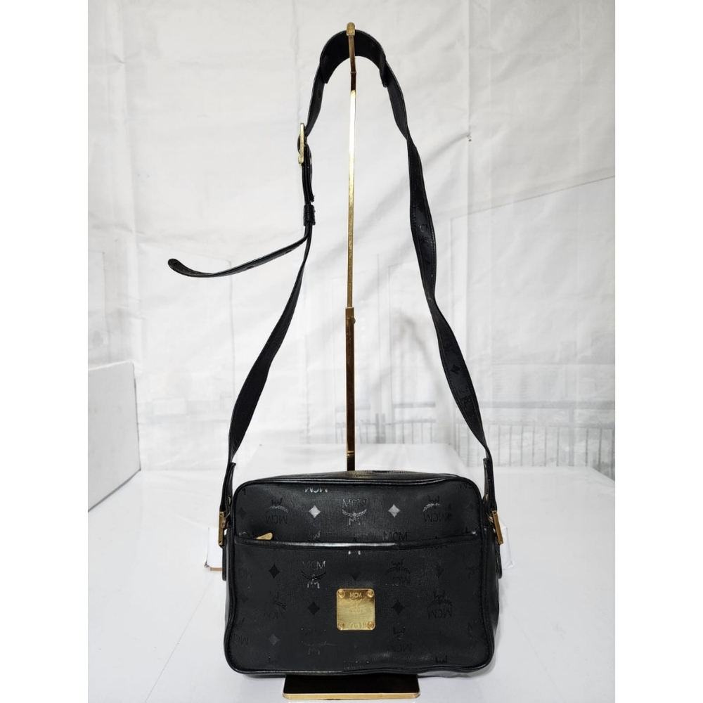 MCM Vintage Visetos Nylon Crossbody Bag Black